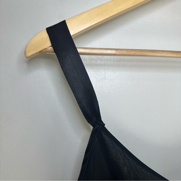 Creaciones Parisina Sheer Babydoll Tie Back Top. Size: Small. Color: Black. - Picture 2 of 6